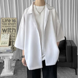 Momentlover  -  Solid Color Oversized Men's Shirts Harajuku Men Casual Half Sleeve Shirt Tops Cool Summer Streetwear Man Blouse 6 Colors
