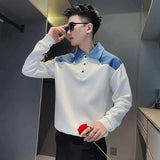 Momentlover  -  Fashion Lapel Spliced Loose Fake Two Pieces Shirts Men's Clothing Autumn New Oversized Casual Tops All-match Korean Shirt