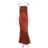 Thanksgiving Day Gift  For Summer Fashion Women's Clothes Solid Tube Top Sleeveless Casual Party Prom Maxi Dresses Vestidos Streetwear