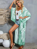 Printed Fringed Long Kimono Dress Bikini Wrap Cover-Ups Plus Size Women Summer Clothes Beach Wear Swim Suit Cover Up A1098