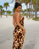 Sexy Spaghetti Strap Leopard Long Sundress Maxi Dress Summer Clothing For Women Club Party Dresses Evening Beach Wear A1385