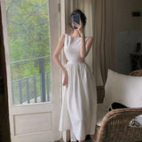 Geuxml  Summer Women Sexy Elegent Party French White Midi Dress  Female Fashion Slim Clothes Vestidos De Mujer Lady Prom Dress New