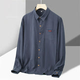 Momentlover -  Cotton Long-sleeved Shirt Japanese Solid Color Men Shirts Oversized Male Blouses 2024 Spring Casual Large Size Clothing