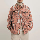 Momentlover Eyes Print Hipster Men Jackets Turn-down Collar Shirts Spring Autumn Fashion Cardigan Tops Casual Streetwear England Style