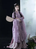 Hanfu Dress Women Ancient Chinese Hanfu 3pcs Sets Female Fairy Cosplay Costume  Summer Dance Dress Hanfu Purple 3pcs Sets