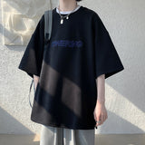 Momentlover Men's Oversized Tshirts Letter Print Tee Shirt Korean Style Women Man Unisex Short Sleeve Tops Large Size Male Tees 5XL