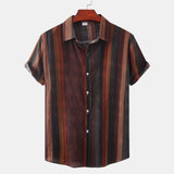 Momentlover  Men Clothing  Summer Men's Printed Short Sleeve Shirts Casual Vintage Lapel Buttons Camisas Para Hombre