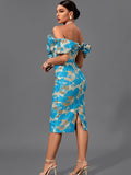 Jacquard  Party Dress  New Women's Yellow Bodycon Dress Elegant Sexy Midi Evening Club Dress High Quality Summer Outfit