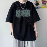 Momentlover  -  Mens Casual Oversized T-shirt Short Sleeve Clothing Cotton Breathable Tshirts Loose Vintage Y2k Anime Streetwear Harajuku Tees