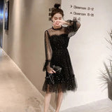 Geuxml  Mesh Beach Dresses Women Sequined Korean Style Princess Fairy Dress Elegant Vestido Feminino Sweet College Female Popular