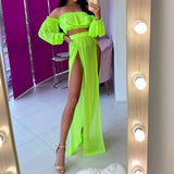 Women Mesh Sheer Bikini Cover-Ups Set See-Through Long Sleeve Crop Tops And Cover Up Skirts Two Piece Swimwear Beach Dresses