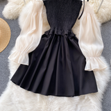 vmtvr- Black A Line Long Sleeve Dress Fashion Dress GEU571