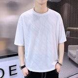 Momentlover  -  Fashion Solid Color Loose Korean T-Shirt Men's Clothing Summer New Casual Pullovers Tops Short Sleeve All-match Tee Shirt