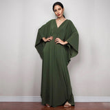 Multicolor V-Neck Batwing Sleeve Plus Size Loose Maxi Dress For Women Summer Beach Wear Kaftan Long Bathing Dresses Q1306