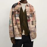 Momentlover Eyes Print Hipster Men Jackets Turn-down Collar Shirts Spring Autumn Fashion Cardigan Tops Casual Streetwear England Style