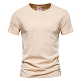 Momentlover  -  Mens Summer 100% Cotton T-Shirts Wihte Fashion Casual Short Sleeve O-Neck T Shirt for Men Quality Tops Tees Basic Clothing Black