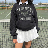 -Retro sports style outfit streetwear 90s fashion The Hamptons Tennis Club 1982 Vintage Printing American Fashion Women Sweaters Loose Cotton Autumn Thick Pullover Sweatshirts