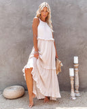 Sexy Blue Ruffled Halter Neck Sleeveless Maxi Dress Casual Women Summer Clothes Streetwear Sundress Vestido De Mujer A1228