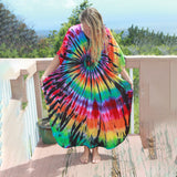 Printed V-Neck Batwing Sleeve Side Split Loose Dress For Women Clothes Plus Size Beachwear Maxi Dress Q1218
