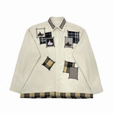 Momentlover  -  Men New Chinese Style Pure Cotton Printed Lapel Single-breasted Shirt Long-sleeved Trendy Loose and Versatile Shirt White