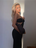 Fall outfits   Summer Spaghetti Strap Halter Sexy Backless Maxi Dress Elegant Bandage Sleeveless Club Party Dresses Bodycon