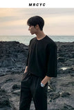 Momentlover   -  Men Summer New Fashion  Streetwear T Shirts Mens O-neck Loose Pullover Tops Male Solid Color Casual Tee Shirts V41