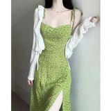 Women Summer Style Dress Lady Casual Spaghetti Strap Sleeveless Flower Printed A-Line Dress Vestidos SS250