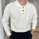 Momentlover  -  Business Leisure Herren Pullover Winter Autumn Solid Color Men Knitted Long Sleeved Polo Shirt Men's Slim Fit Pull Homme Sweater