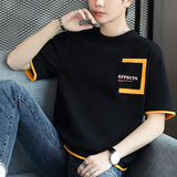 Momentlover  -  Fashion O-Neck Spliced Pockets Letter T-Shirt Men's Clothing Summer New Oversized Casual Pullovers Korean Tee Shirt
