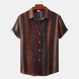 Momentlover  Men Clothing  Summer Men's Printed Short Sleeve Shirts Casual Vintage Lapel Buttons Camisas Para Hombre