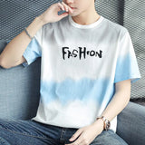 Momentlover  -  Fashion Printed O-Neck Letter Gradient T-Shirt Men's Clothing Summer New Oversized Casual Pullovers Korean Tee Shirt
