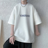 Momentlover Men's Oversized Tshirts Letter Print Tee Shirt Korean Style Women Man Unisex Short Sleeve Tops Large Size Male Tees 5XL