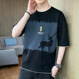 Momentlover  -  Fashion O-Neck Spliced Printed Casual T-Shirts Men's Clothing Spring Summer New Loose Korean Tops All-match Tee Shirt