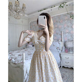Strawberries Printed A-Line Dress Short Sleeve Dresses Cotton Retro Clothes Female Women Clothing Harajuku Korean Fashion