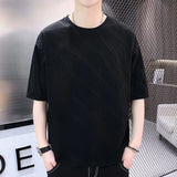 Momentlover  -  Fashion Solid Color Loose Korean T-Shirt Men's Clothing Summer New Casual Pullovers Tops Short Sleeve All-match Tee Shirt