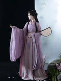 Hanfu Dress Women Ancient Chinese Hanfu 3pcs Sets Female Fairy Cosplay Costume  Summer Dance Dress Hanfu Purple 3pcs Sets