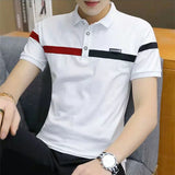 Momentlover  -  Fashion Printed Lapel Spliced All-match Polo Shirts Men's Clothing Summer New Casual Pullovers Loose Short Sleeve Tee Shirt