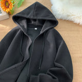 Momentlover -  Zip Hooded Sweatshirt Coat For Men Cotton Hoodie Basic Solid Color Casual Unisex Hoodies Male Clothing