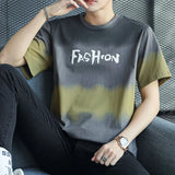 Momentlover  -  Fashion Printed O-Neck Letter Gradient T-Shirt Men's Clothing Summer New Oversized Casual Pullovers Korean Tee Shirt