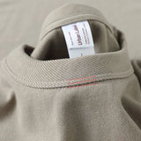 Momentlover  -  Summer Japanese Heavy Cotton T-shirt Men's Brushed Round Neck Thick Cotton Short-sleeved Khaki T-shirt