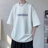 Momentlover Men's Oversized Tshirts Letter Print Tee Shirt Korean Style Women Man Unisex Short Sleeve Tops Large Size Male Tees 5XL