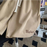 Momentlover  -  Summer Oversize Casual Fashion tracksuit Loose Waffle Suit Men Loose Short-sleeve tshirt + Sports Shorts Letter Print 2pcs Set