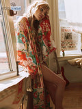 Floral Printed Front Open Summer Women Beach Wear Wrap Dress Chiffon Tunic Sexy Sarongs Robe De Plage Pareo Q751