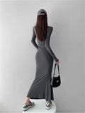 Women Spring Autumn Style Long Sleeve low cut Collar Mermaid Sexy Dress Vestidos SS157