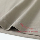 Momentlover  -  Summer Japanese Heavy Cotton T-shirt Men's Brushed Round Neck Thick Cotton Short-sleeved Khaki T-shirt