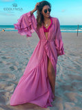Sexy White Beach Dress Casual Chiffon Flare Sleeve Tunic Summer Elegant Women Plus Size Beachwear Trumpet / Mermaid Dresses A911