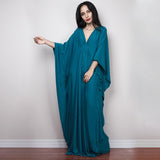 Multicolor V-Neck Batwing Sleeve Plus Size Loose Maxi Dress For Women Summer Beach Wear Kaftan Long Bathing Dresses Q1306