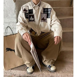 Momentlover  -  Men New Chinese Style Pure Cotton Printed Lapel Single-breasted Shirt Long-sleeved Trendy Loose and Versatile Shirt White