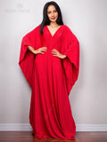 Multicolor V-Neck Batwing Sleeve Plus Size Loose Maxi Dress For Women Summer Beach Wear Kaftan Long Bathing Dresses Q1306