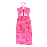 Women Bodycon Dress Abtrasct Printing Cross Halter Backless High Waist Split Vestidos Ladies Sexy Street Beach Summer Clothing